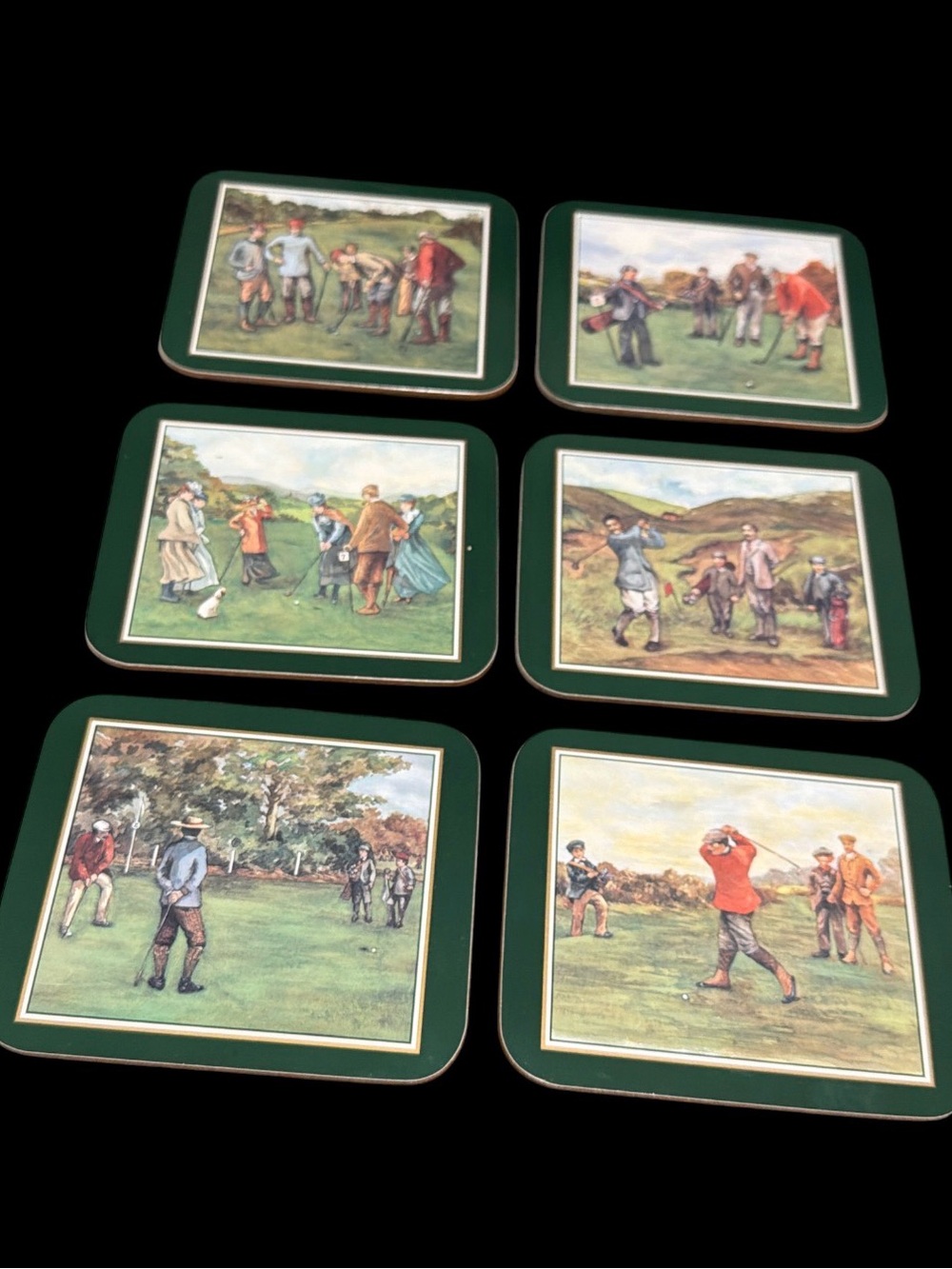 Vintage Jason Golfing Memories Coasters - Set of 6 Cork Backed New Zealand